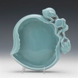 Chinese Porcelain Powder Blue Glazed Peach Brush Washer, with Apocryphal Qianlong Marks