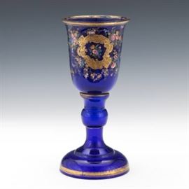 Cobalt Glass Chalice, ca. Last Quarter 19th Century 