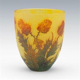 Daum Nancy Cameo Thistle Vase