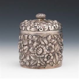 Dominick  Haff Sterling Silver Repousse Lidded Jar