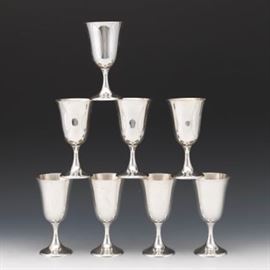 Eight W. Bell and Company Sterling Silver Goblets, ca. Late 20th Century 