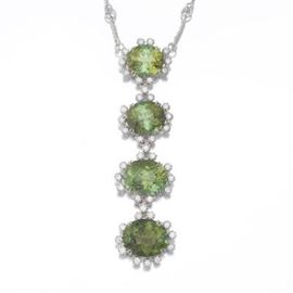 Fine Tourmaline and Diamond Pendant Necklace, Attributed to Asprey 