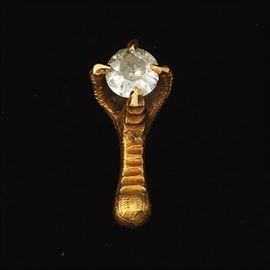 French Gold and Diamond Bird Claw Pin 