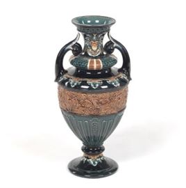 Garbing and Stephan Majolica Vase, ca. Late 19th Century 