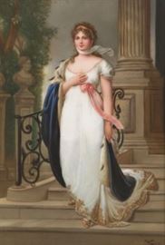 German Porcelain Plaque of Queen Louise of Prussia, signed Wagner, after Gustav Carl Ludwig Richter