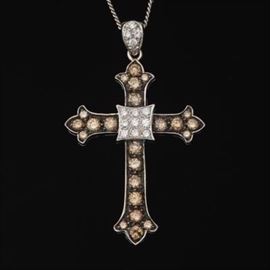 Gold and Diamond Cross on Chain 