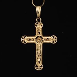 Gold Crucifix on Chain 