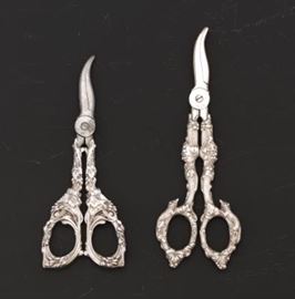 Gorham Sterling Silver and Reed and Barton Sterling Silver Grape Shears, ca. Early 20th Century 