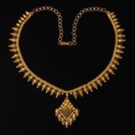 High Carat Gold Fringe Necklace 