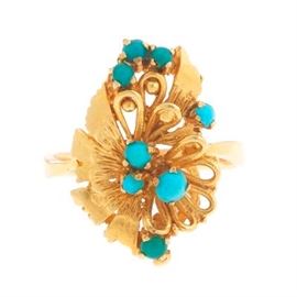High Karat Gold and Turquoise Ring 