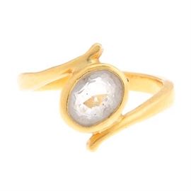 High Karat Gold and White Topaz Ring 