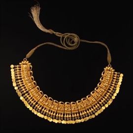 High Karat Gold Pectoral Necklace with Adjustable Cord 
