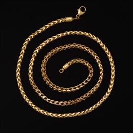 Italian Gold Foxtail Chain Necklace 