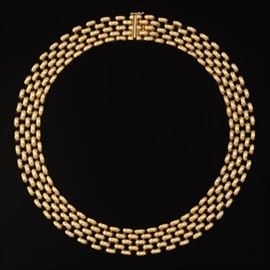 Italian Gold Panther Style Link Necklace 