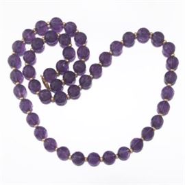 Ladies Amethyst and Gold Bead Necklace 