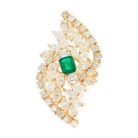 Ladies Diamond and Emerald Ring 