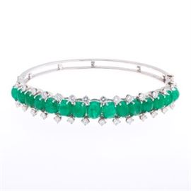 Ladies Emerald and Diamond Bangle Bracelet