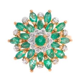 Ladies Emerald and Diamond Cocktail Ring 