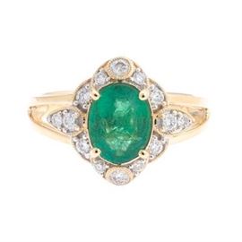 Ladies Emerald and Diamond Ring, GLA Report 