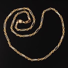 Ladies Figarope Italian Gold Diamond Cut Chain Necklace 