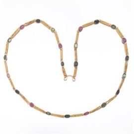Ladies Gemstone and Gold Necklace