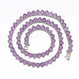 Ladies Gold and 40Ct Amethyst Necklace 