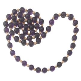 Ladies Gold and Amethyst Necklace 