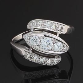 Ladies Gold and Diamond Bypass Ring 