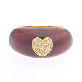 Ladies Gold and Diamond Heart Ring 