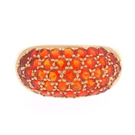 Ladies Gold and Fire Opal Dome Ring 