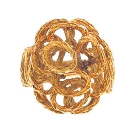 Ladies Gold Entwined Design Organic Form Ring 