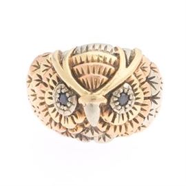 Ladies Gold Owl Ring 