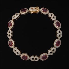 Ladies Gold Ruby and Diamond Bracelet, AIG Report 