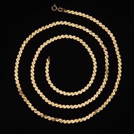Ladies Gold Scroll Link Necklace 