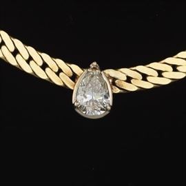 Ladies Italian Gold and Diamond Necklace 