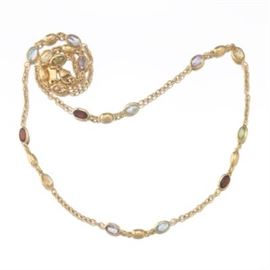 Ladies Italian Gold and MultiGem Necklace 