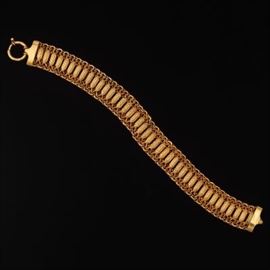 Ladies Italian Gold Fancy Wide Bracelet 