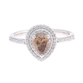 Ladies Platinum and Fancy Color Diamond Ring, AIG Report, GIA Report 
