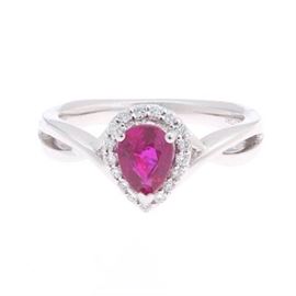 Ladies Rare Unheated Ruby and Diamond Ring, AIG Report and GIA Report 