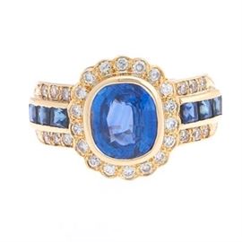 Ladies Sapphire and Diamond Ring, GIA Report 