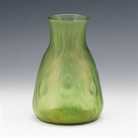 Loetz Dimpled Green Glass Vase