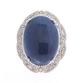 Massive 44.15 Carat Sapphire and Diamond Ring 