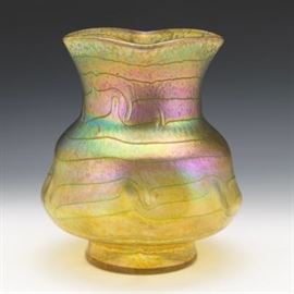 Monumental Loetz Oil Spot Dimpled Vase