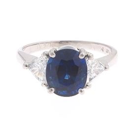 Natural No Heat Sapphire and Diamond Ring, AGL Report 