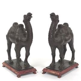 Pair of Bronze Camel Sculptures