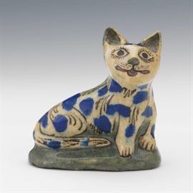 Persian Glazed Ceramic Cat Figurine