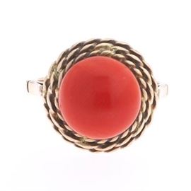 Retro Gold and Coral Ring 