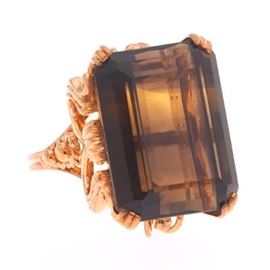 Retro Style Gold and Citrine Ring 