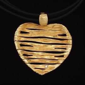 Roberto Coin Gold Heart and TriCord Necklace, Retailed by Bailey, Banks  Biddle