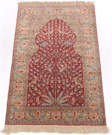 Silk Tree of Life Prayer Pictorial Carpet, Early 20th Century